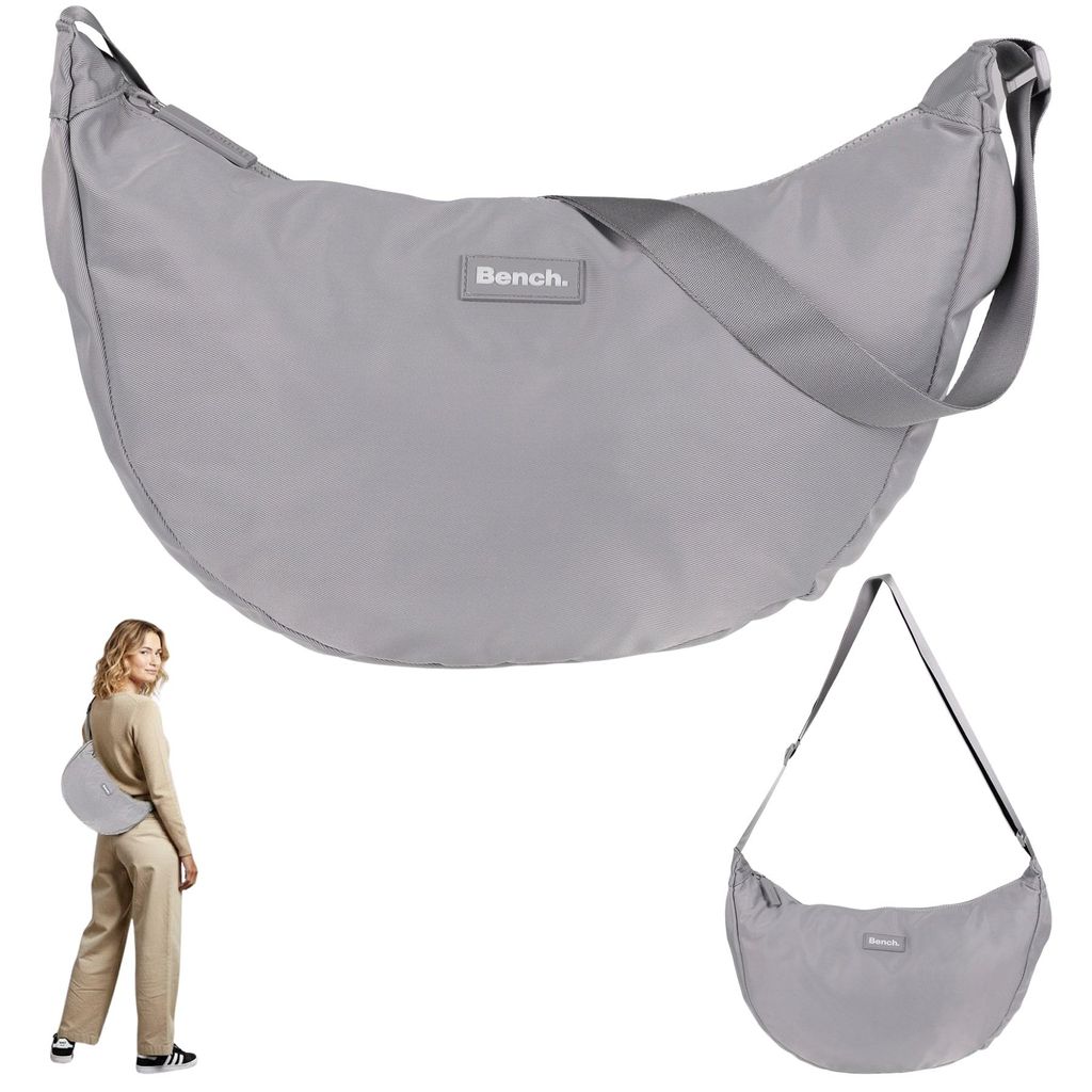 Handtasche Bench Damen Slingbag Crossbody Schultertasche Moon Sichel Form Tasche Freizeittasche Damentasche Nova Crossbag 64216 2800 Grau + Etui