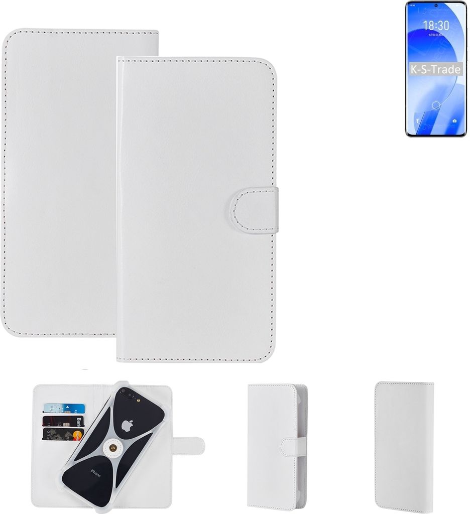 K-S-Trade Handy Hülle Schutz Hülle kompatibel mit Meizu 18s Cover Case Bookstyle Bumper weiß 1x