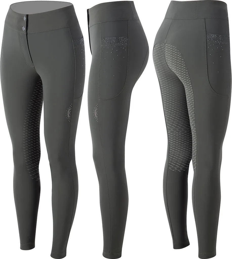 Pantalon équitation Animo Nocino grip silicone femme vert D38 44