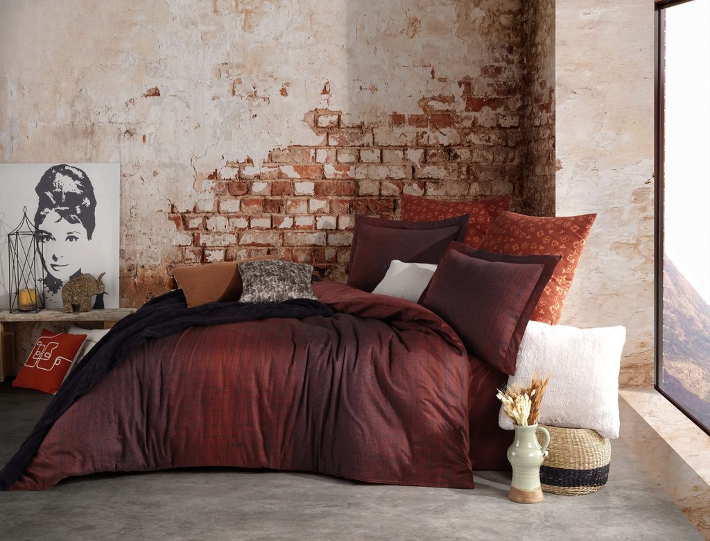 L'Essentiel Linge de Maison, Tamir, Satin-Einzelbettbezug-Set (DE), Weinrot, 100 % Baumwollsatin, 135 x 200 cm