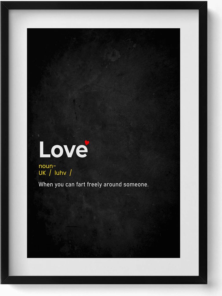Kreative Definition von Liebe– Wandbild mit Rahmen – Gerahmtes Bild – Wanddekoration – 50x70 cm – Schwarz Rahmen