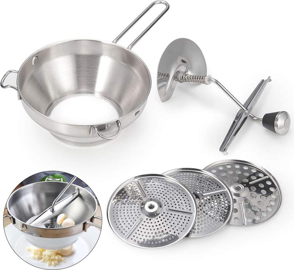 Passiergerät aus Edelstahl mit 3X Siebeinsatz, Passiermühle spülmaschinengeeignet