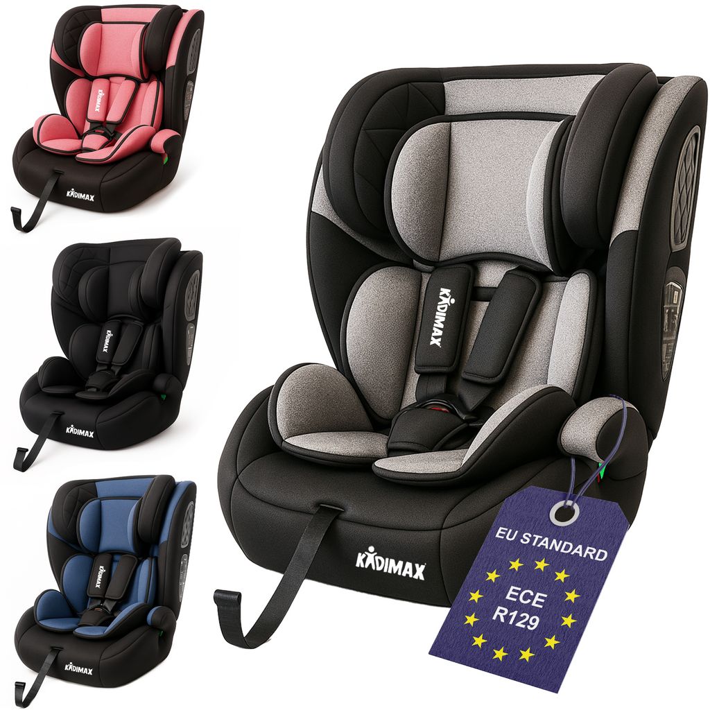 Kidimax Kindersitz EasyFit – Ergonomischer & Mitwachsender Kindersitz (9-36 kg) – Leichtes Einbauen, Hoher Komfort & Sicherheit – Grau