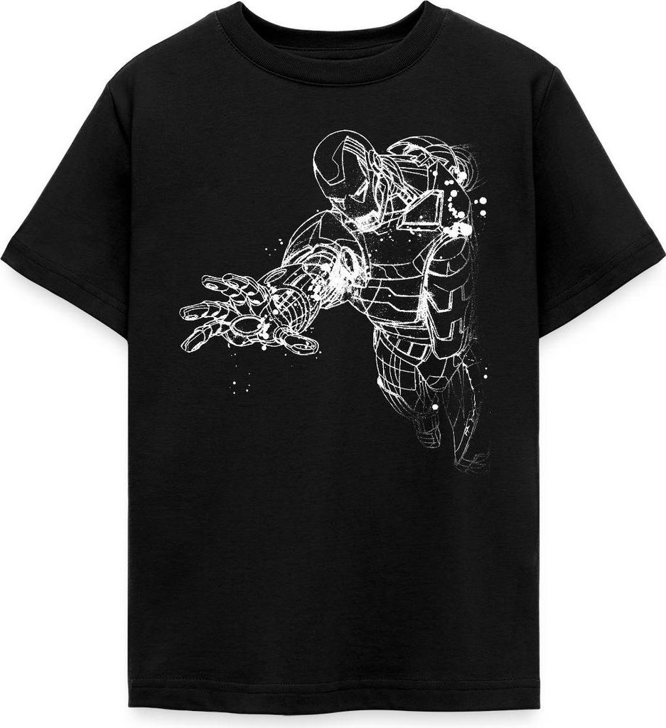 Spreadshirt Avengers Superhelden Motiv Iron Man Teenager T-Shirt, 134/146 (9-11 Jahre), Schwarz