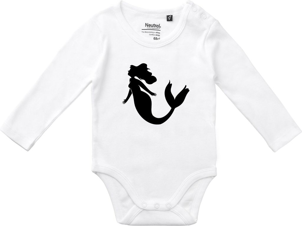 Huuraa Baby Body Meerjungfrau Silhouette 74 White Baumwolle Fairtrade Langarmbody Geschenkidee