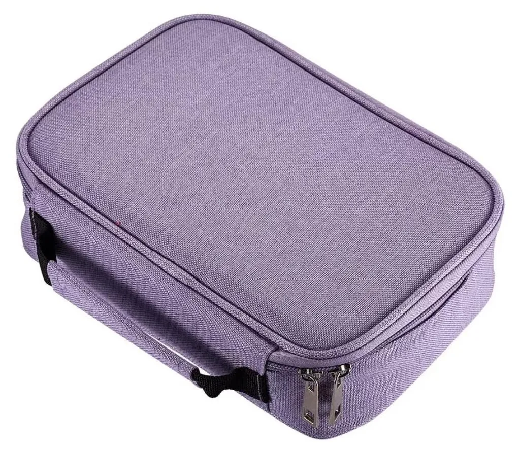 Trousse à crayons 72 compartiments violette pour crayons de couleur