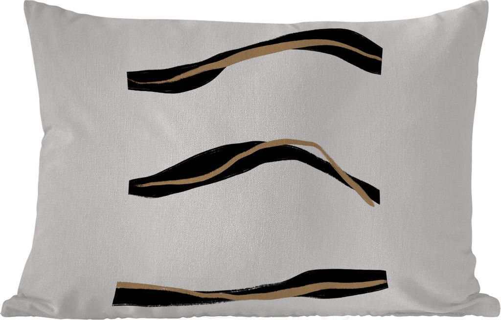 MuchoWow Outdoor Kissen - Linie - Schwarz - Design - 50x30 cm - Wetterfest - Lounge Kissen - Sofa kissen - Wohnzimmer Dekoration