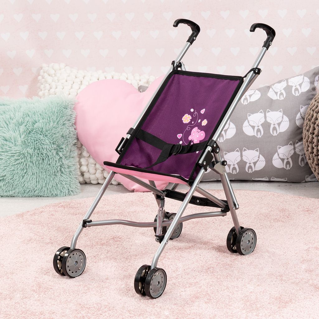 Puppen Buggy Schmetterling 55cm lila Produktbild 4