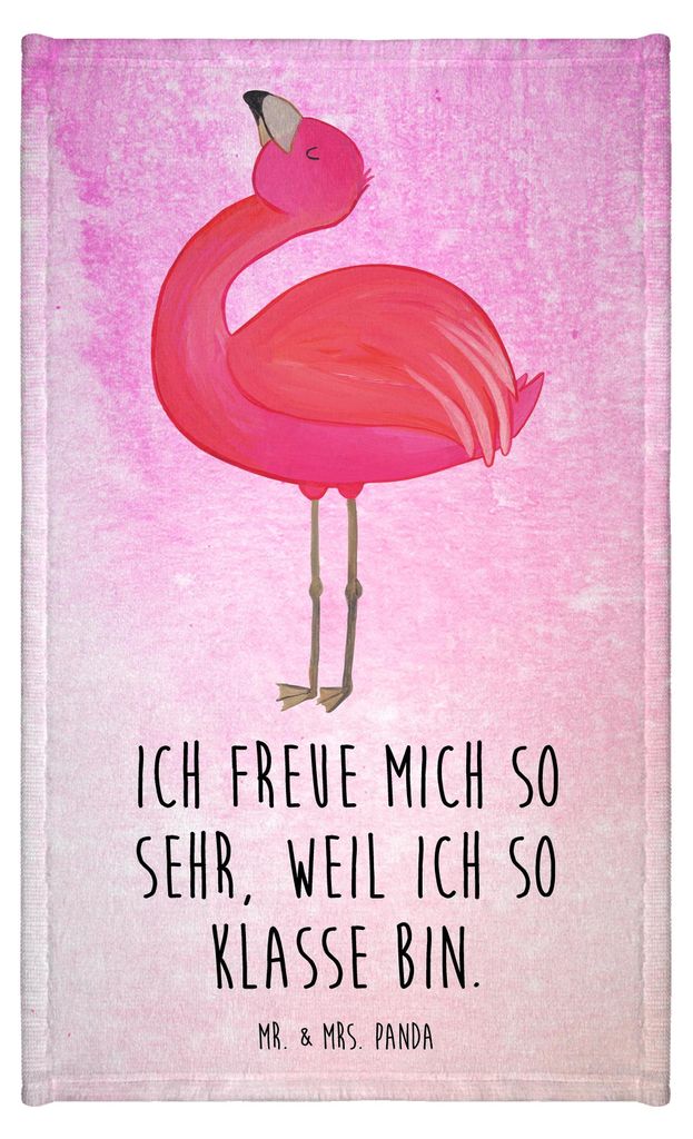 Mr. & Mrs. Panda Handtuch Flamingo Stolz - Aquarell Pink - Geschenk, Mini-Handtuch, badezimmer, Tochter, Mama, Freude, Schwester, Gästehandtuch Bu...
