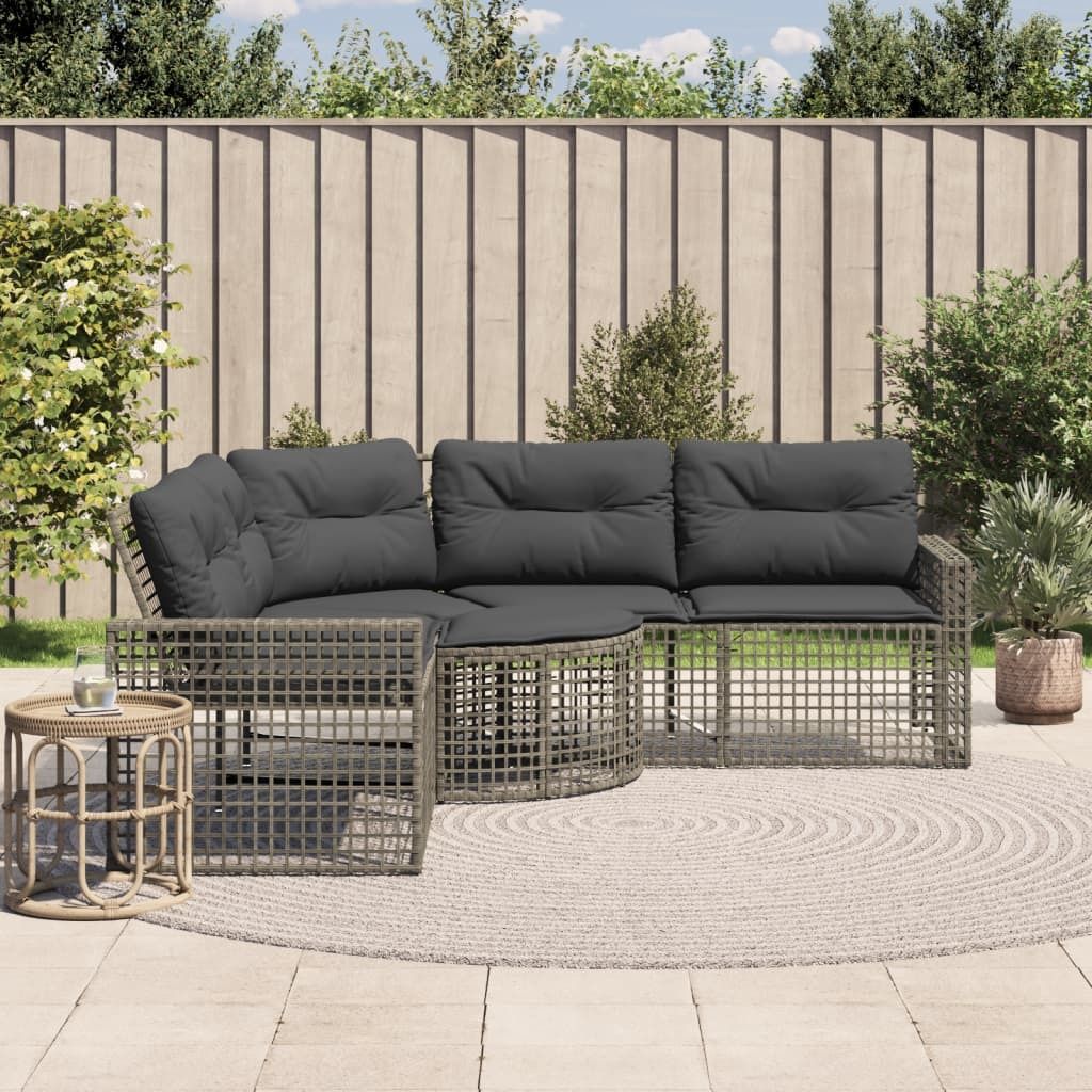 "2026 Promotion" Gartensofa/Loungesofa - in L-Form mit Kissen - und Fußbank Grau Poly Rattan - Gartensofas CC22282