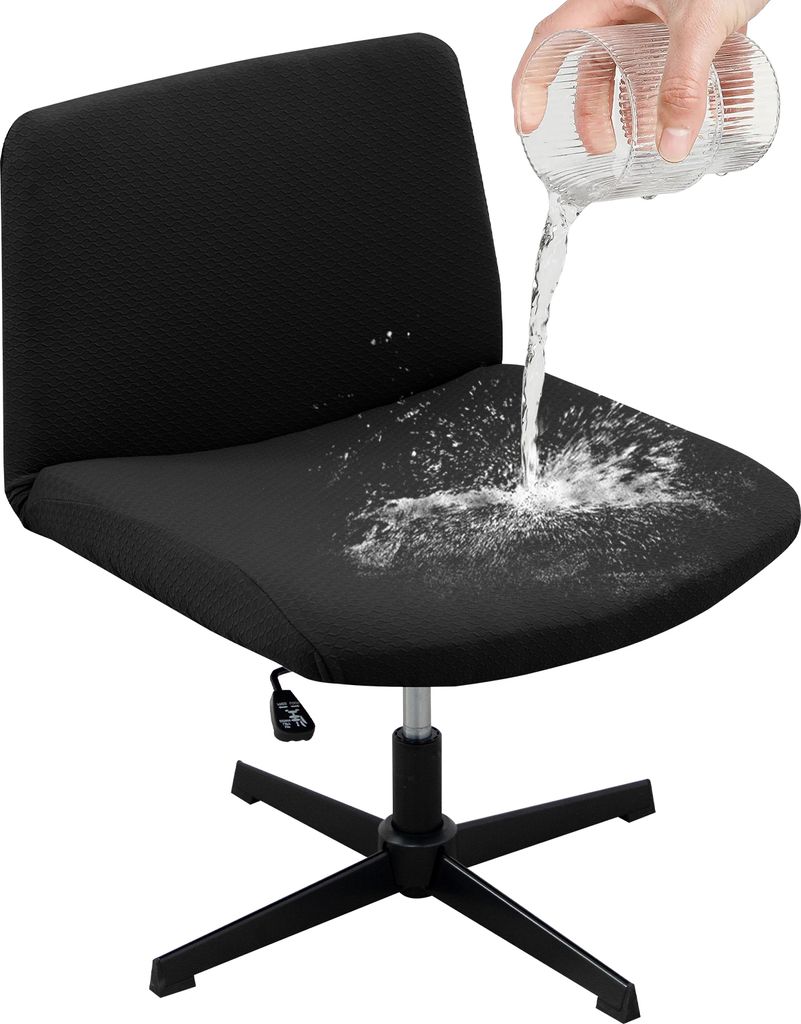 (Schwarz)Armloser Criss-Cross-Schonbezug mittlere Rückenlehne, Drehstuhl Stuhlbezug ,Breiter Stuhlschutz dehnbar abnehmbar Stretch-Computer ho...