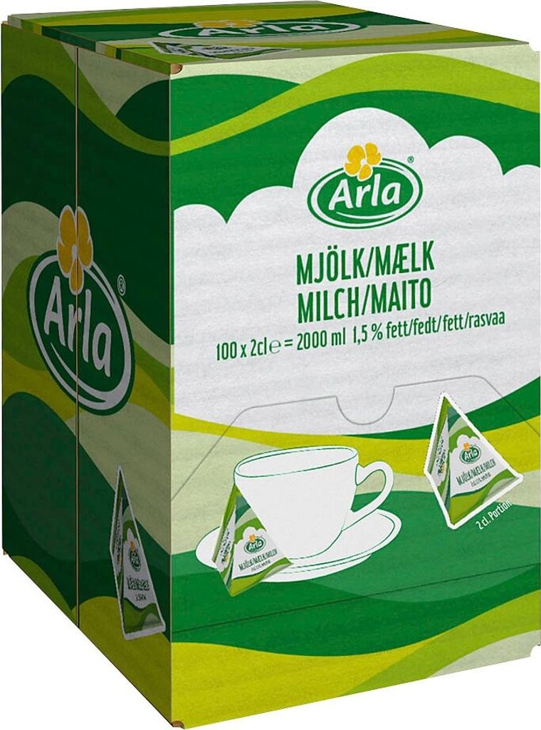 Portions de lait UHT Arla, 1,5 % de matière grasse, 100 Image du produit 