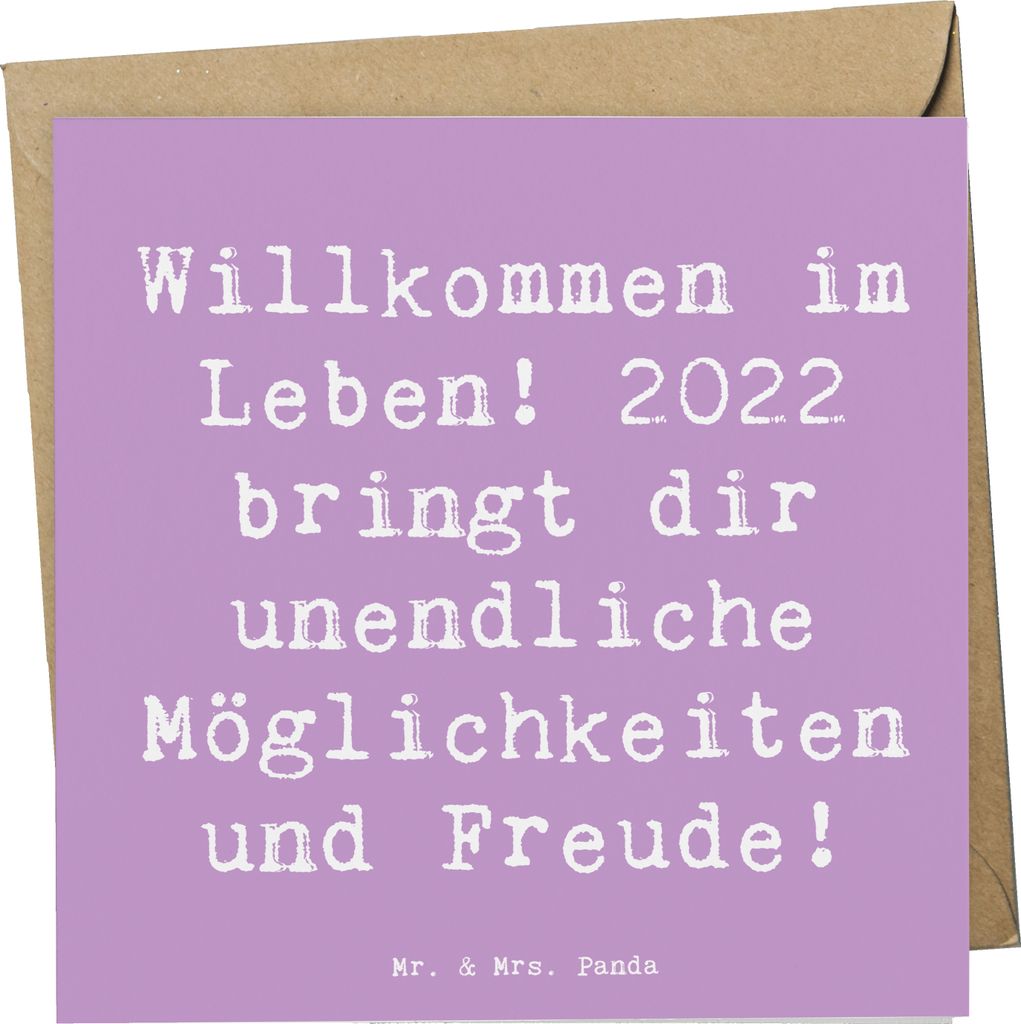 Mr. & Mrs. Panda Grußkarte Spruch 2022 Geburtstag Freude - Lavendeltraum - Geschenk, Willkommen im Leben, Abenteuer, anlasskarte, unendliche Mögl...