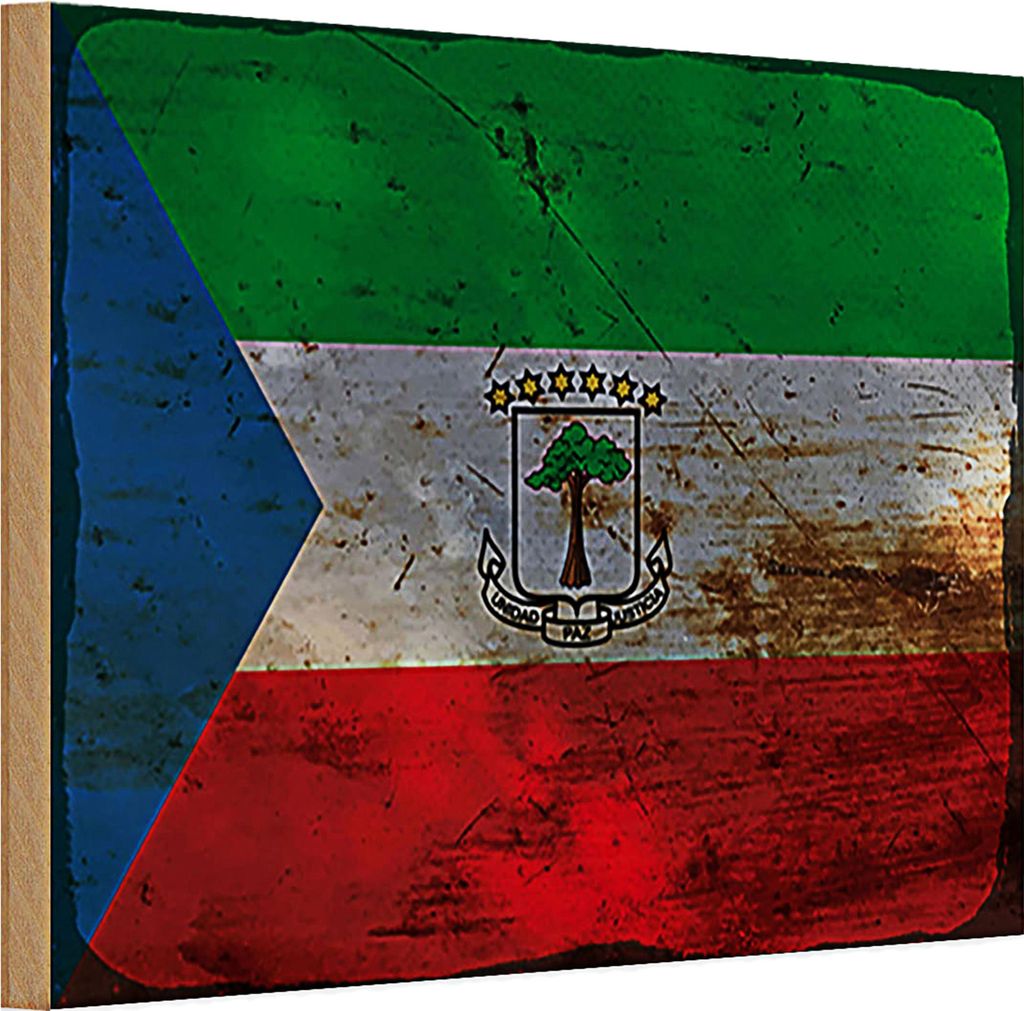 Holzschild Flagge Äquatorialguinea 30x20cm Flag Rost