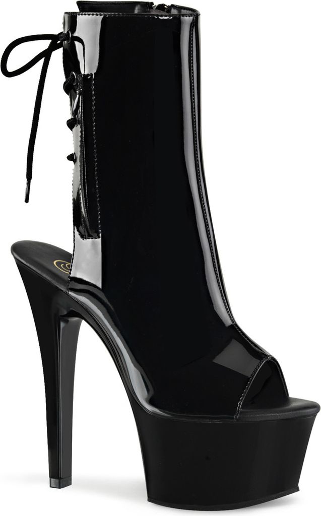 ASPIRE-1018 Damen Booties von Pleaser, Schwarz Lack , EU 42, US 12