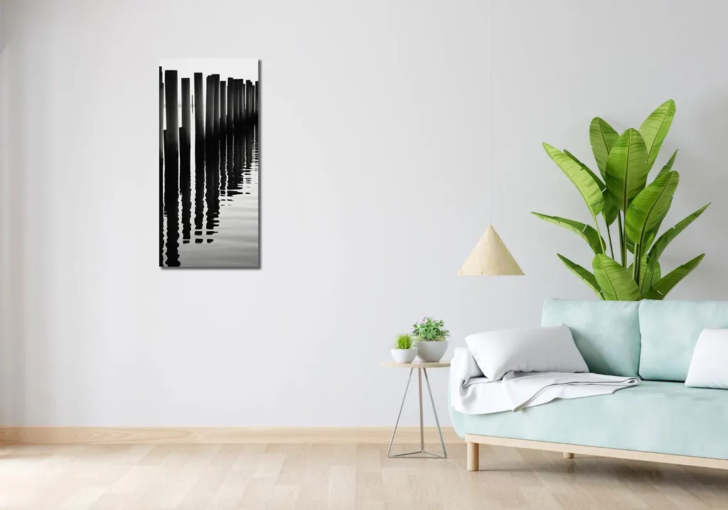 Quadro Zen 40x90 Ritmo acqua e legno - Armonia per la tua Camera - 2