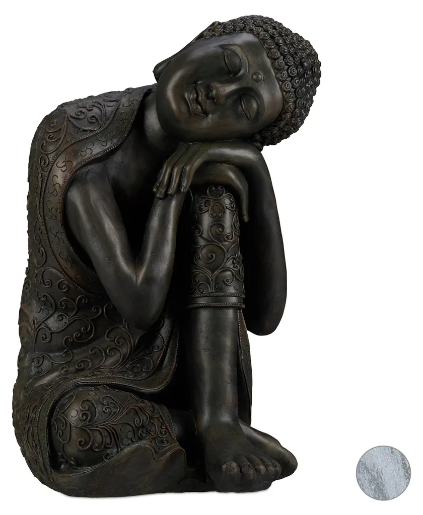 Statue de Bouddha durable 60 cm : déco jardin zéro entretien XL gris