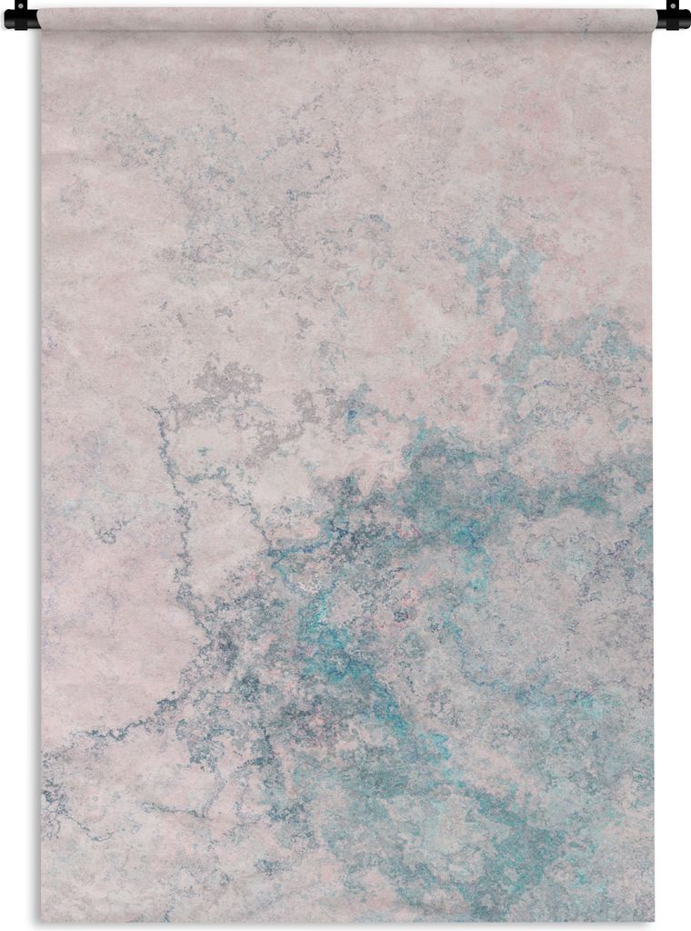 MuchoWow Wandteppich Wandbehang Zement - Beton - Retro - Industriell - Weiß - Blau 90x135 cm Tapisserie Dekoration Wandtuch - Baumwolle - Wandsk...