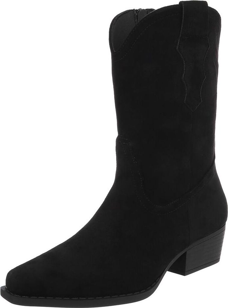 Ital-Design Damen Stiefeletten Wildlederoptik Western- & Bikerboots 90482510 Schwarz Gr. 38