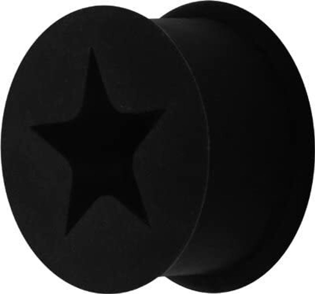 Ohr Flesh Flared Silikon Schwarz Tunnel Piercing Stern - VPLF-ST-BK.18mm