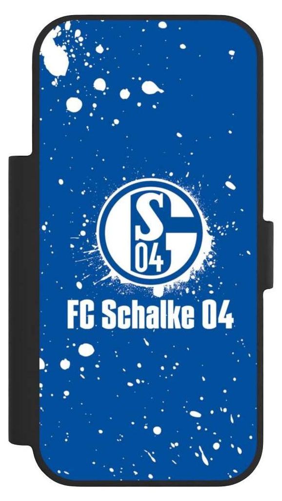 NIVOCASE Klapphülle für Apple iPhone 17 Pro Handyhülle aus Kunst Leder NIVOflip schwarz FC Schalke 04 Logo S04