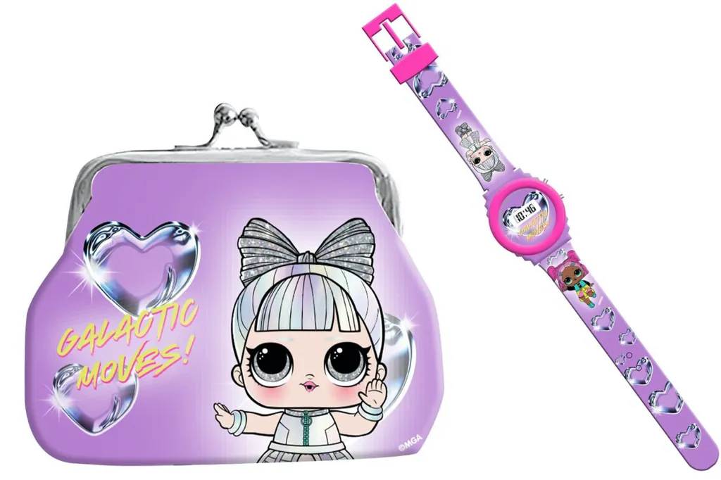 Montre Digitale LCD et Porte-Monnaie Rose LOL Surprise pour Filles