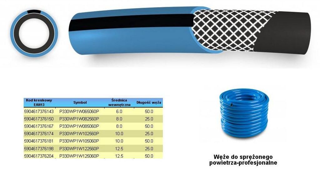 DRUCKLUFTSCHLAUCH FI=10mm x 25m, BLAU, PROFESSIONAL