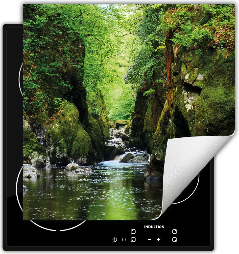 DarHaus Herdabdeckplatte 50x52 cm Anti Rutsch Matte Aufrollbar, grün - Fluss