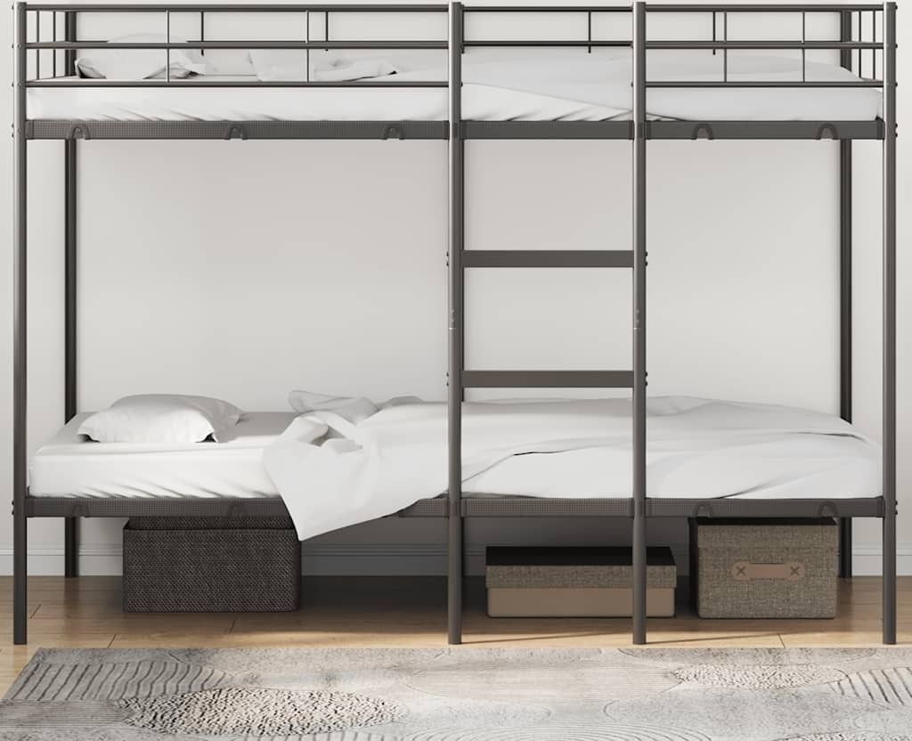 "im Sonderangebot"Etagenbett/Bettrahmen - CLORIS - Einzelbett - Kinderbett ohne Matratze Schwarz 100x200 cm - Einfache Montage - Stahl - NeuMöbel4...