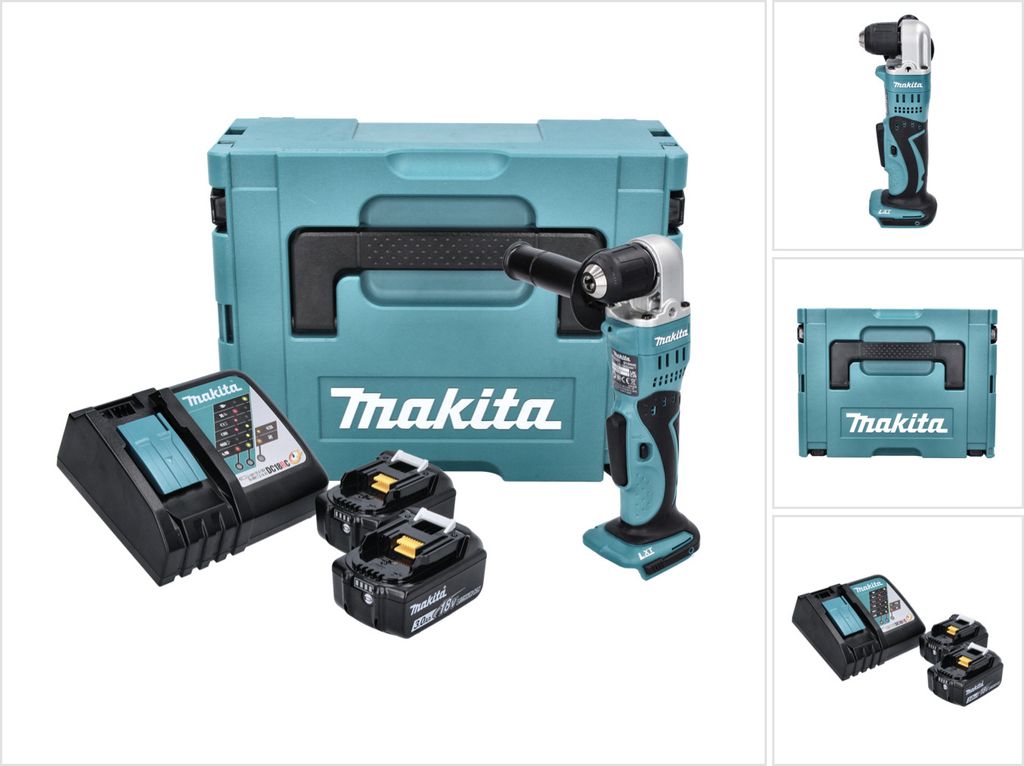 Makita DDA 351 RFJ Akku Winkelbohrmaschine 18 V 13,5 Nm + 2x Akku 3,0 Ah + Ladegerät + Makpac