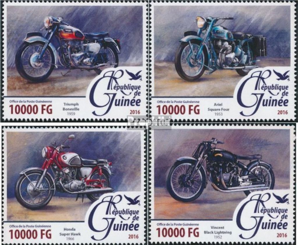 Briefmarken Guinea 2016 Mi 11691-11694 (kompl. Ausgabe) postfrisch Motorräder