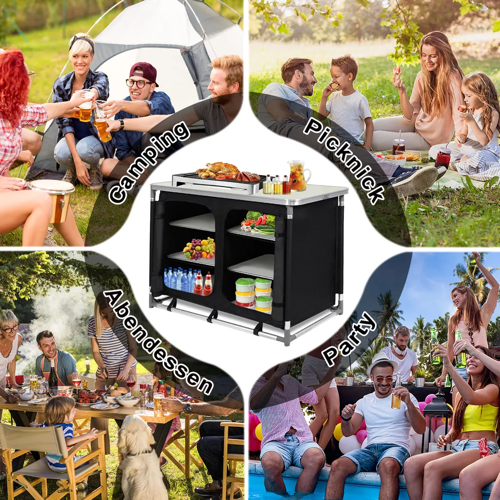 Cuisine Extérieure Pliante 6 Compartiments - Table de Camping avec Rangement - 7
