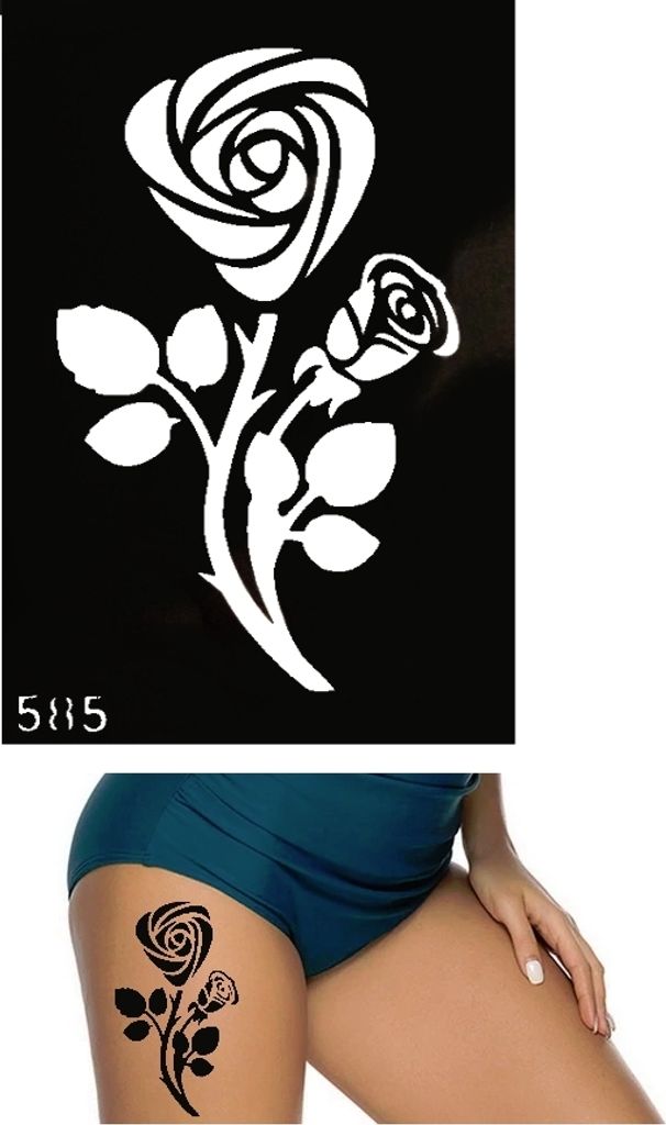 Henna Tattoo Schablone Airbrush Stencil Selbstklebend Rose Produktbild 