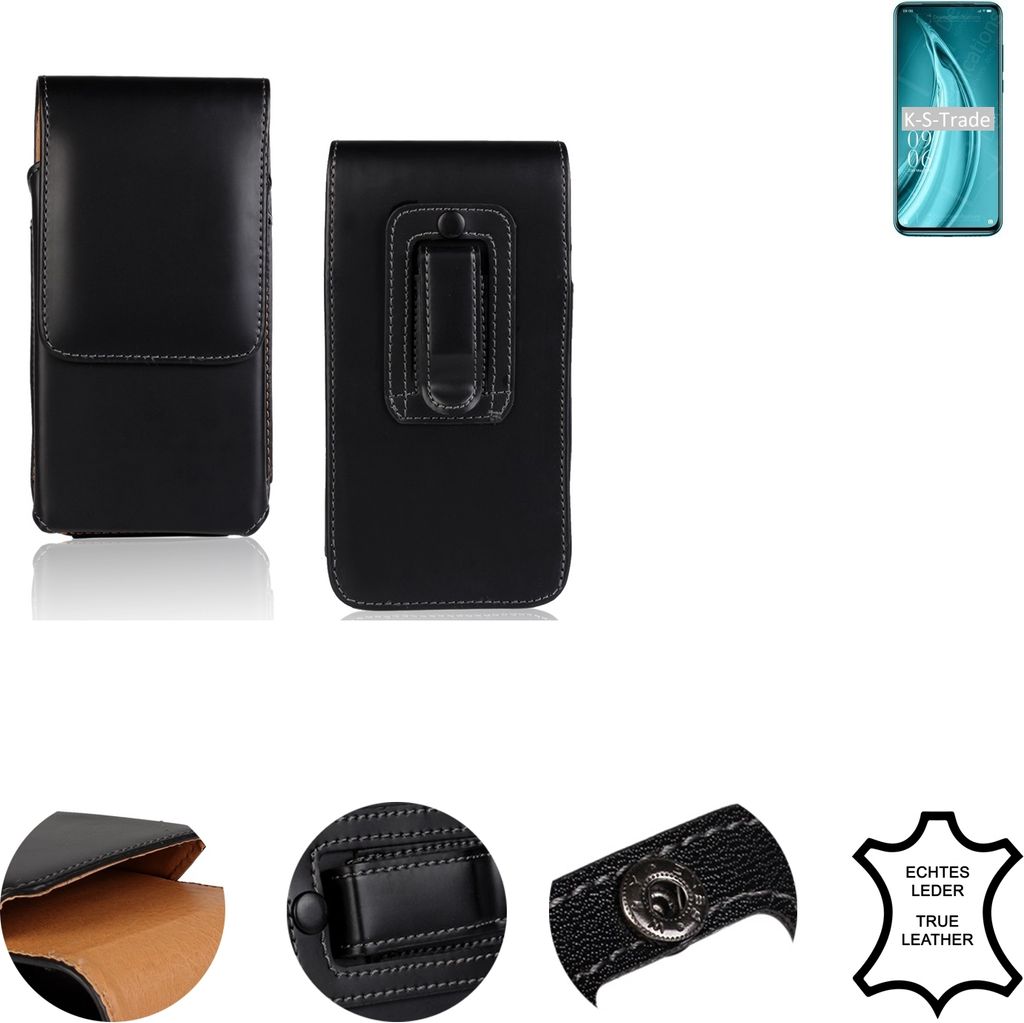 K-S-Trade Holster Gürteltasche Handy Hülle Schutzhülle kompatibel mit Elephone PX Pro Handyhülle Leder schwarz, 1x