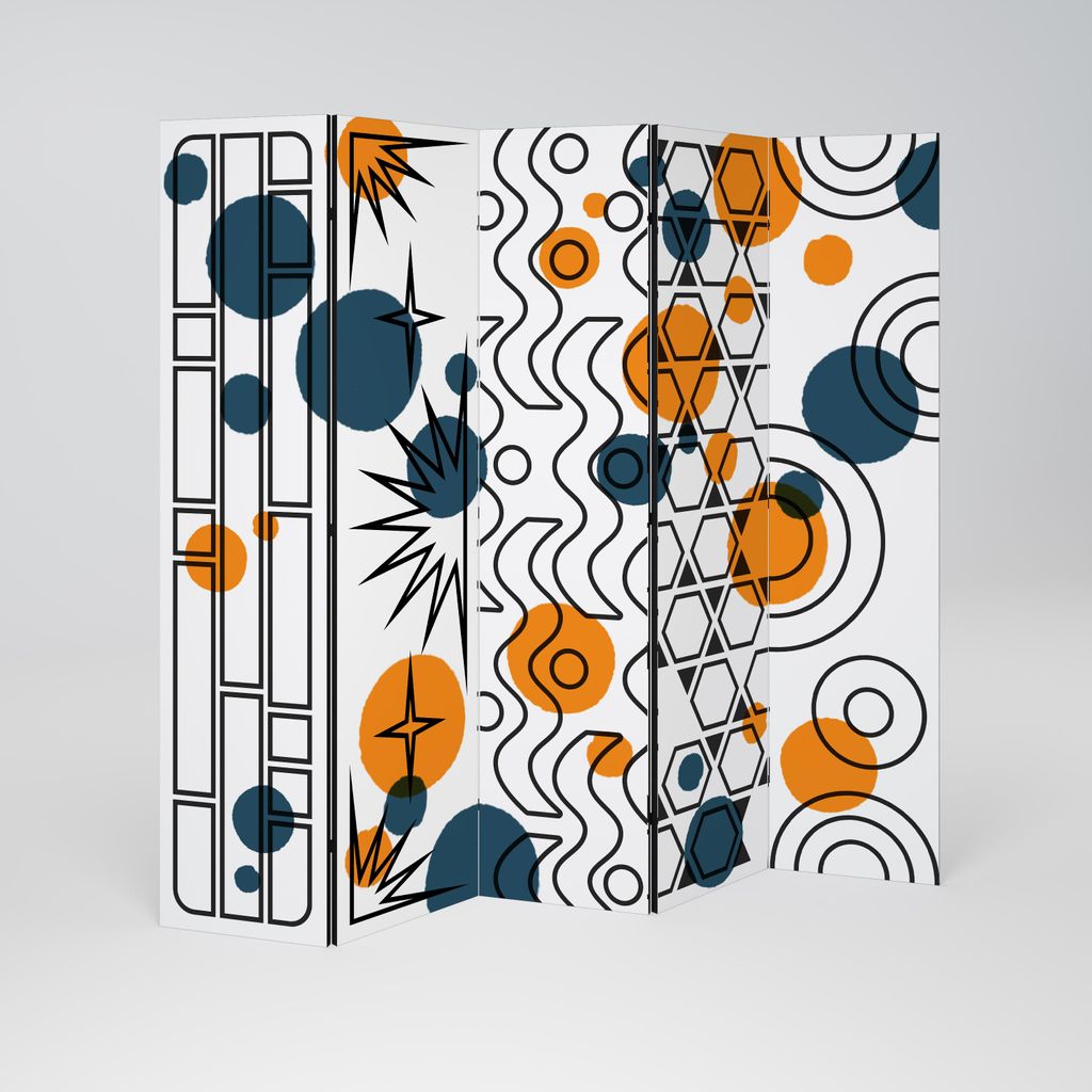 SpaceRebels Paravent Raumteiler - 5-teilig Raumtrenner, Druck 2-Seite - Raumtrenner - Trennwand Wohnung - Room Divider - Spanische Wand Deko Modern...