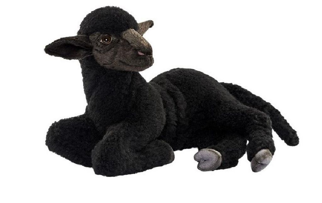 Hansa Toy 7192 Schwarzes Lamm liegend 35 cm Kuscheltier Plüschtier