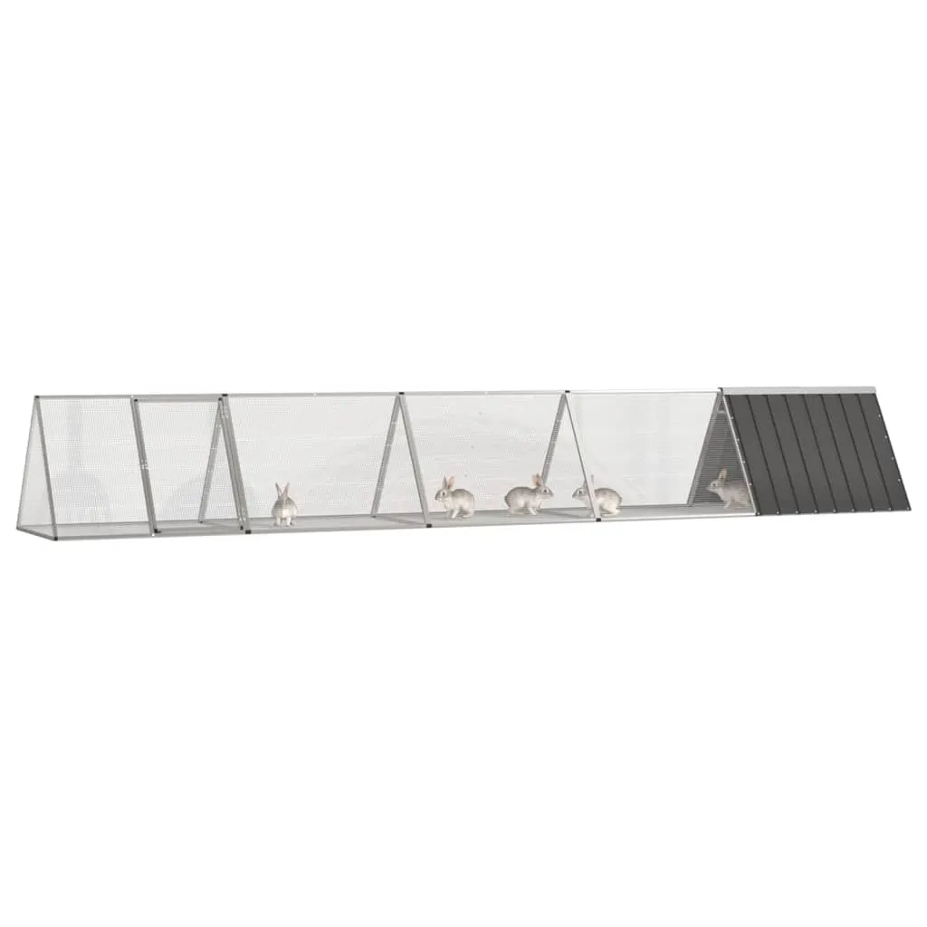 Grand enclos pour lapins extérieur 5m en acier galvanisé anthracite