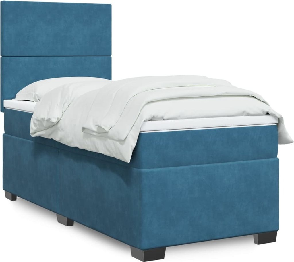 Maison Exclusive - Boxspringbett mit Matratze Blau 90x200 cm Samt