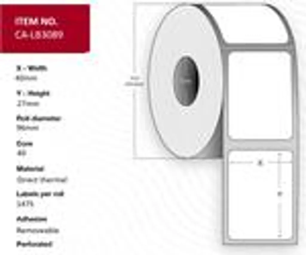 Rouleau d'étiquettes adhésives 40x27 mm - Support pour code-barres