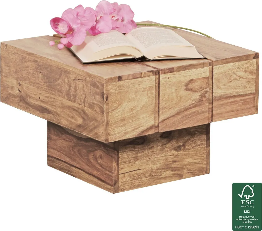 Table d'appoint SIRA en acacia massif 44x44 cm - Bout de canapé robuste - 7