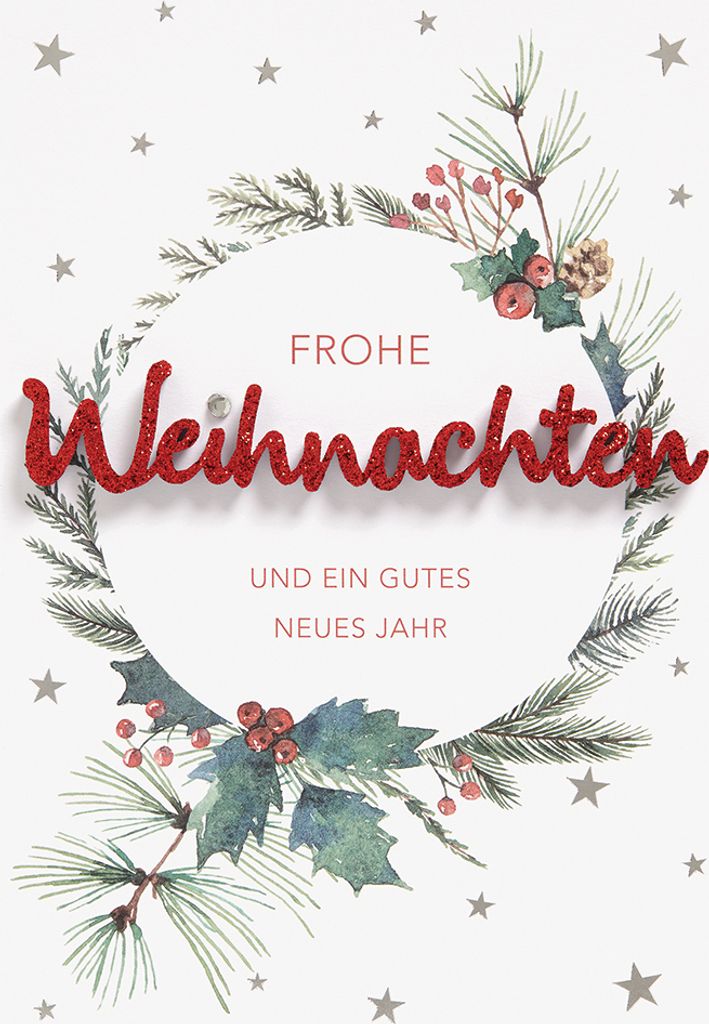 Weihnachten Lettering Glückwunschkarte mit Applikation im Format 115