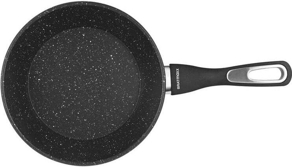 BRATmaxx Poêle à Frire En Acier Au Carbone 24 Cm - Double Revêtement Antiadhésif Aspect Granit, Tous Feux Dont Induction, Cuisson Saine