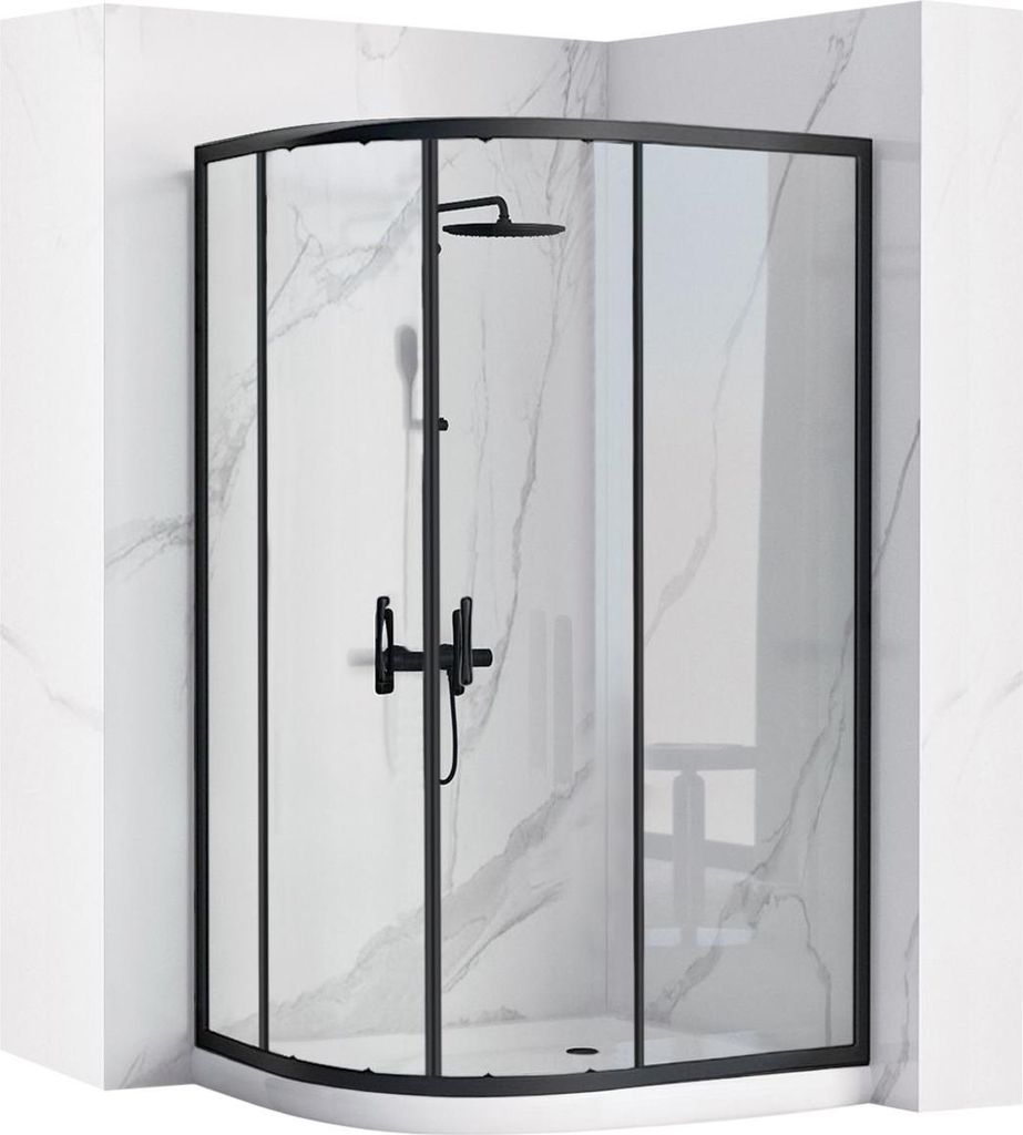 Cabine Doccia Rea Look Black 80X100 + Piatto Doccia Right Immagine del prodotto 
