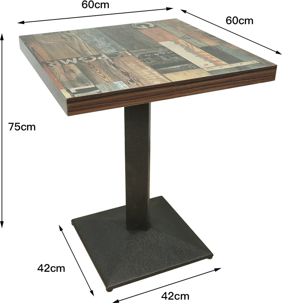 Table de bar rétro 60cm en MDF et métal - Design bistrot compact chic