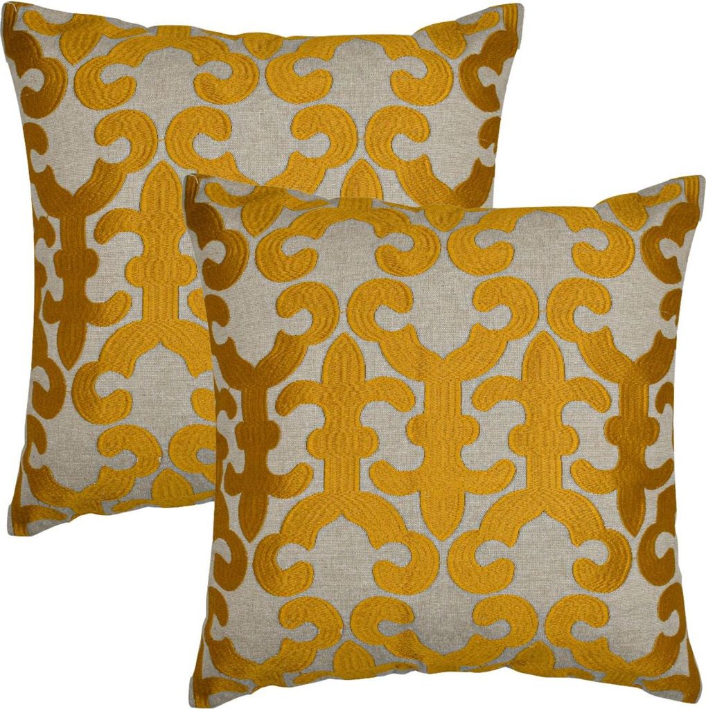 Marrakesch 2er Set Kissenbezug Kissen 40x40 cm groß | Sofakissen Kuschelkissen aus Baumwolle bestickt als Wohnzimmer Deko auf dem Sessel & Sofa | ...