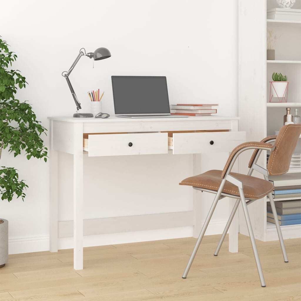 "im Sonderangebot"Schreibtisch/Büro-Möbel - CLORIS - Computertisch moderner - mit Schubladen Weiß 100x50x78 cm Massivholz Kiefer - DEMöbel4321923