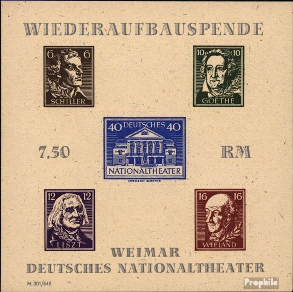 Briefmarken Sowjetische Zone (All.Bes.) 1946 Mi Block3B (kompl.Ausg.) gestempelt Nationaltheater