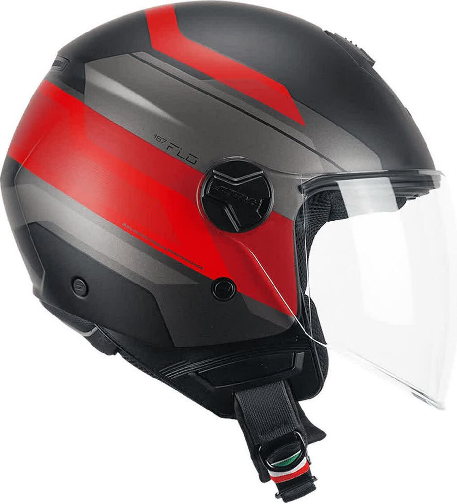 Jet Helm CGM 167K FLO City Mattschwarzrot Langes Visier größe XS