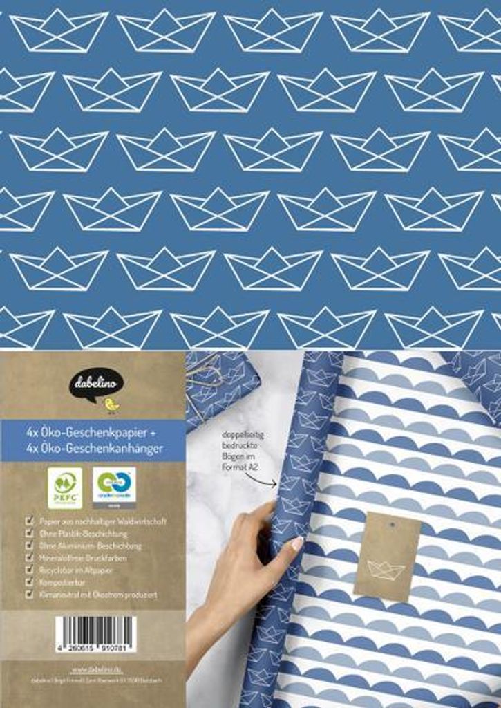 Geschenkpapier-Set: Papierboote (zur Geburt, Taufe, Kommunion, Konfirmation)