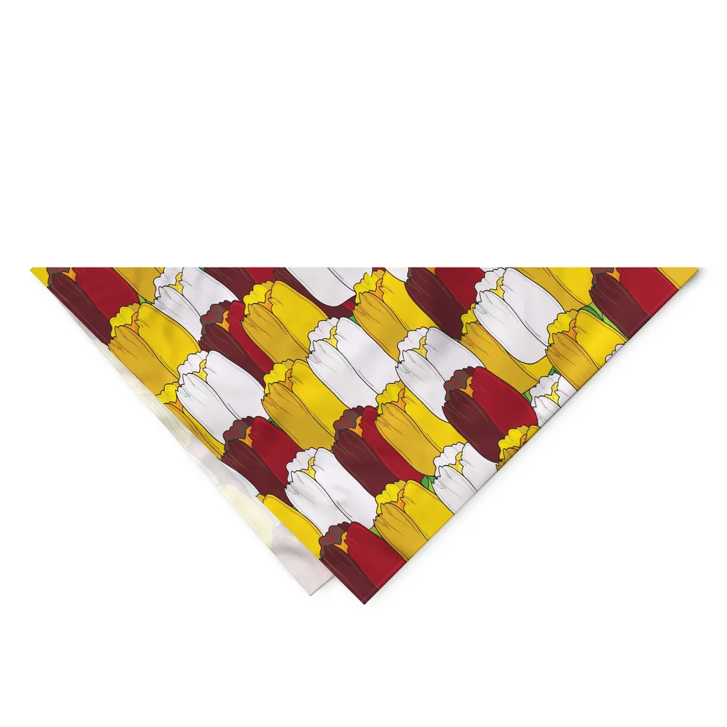 ABAKUHAUS Bandana per animali domestici con fiori, paesaggio digitale di tulipani, 40x40 cm, giallo rubino - 2